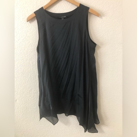 Eileen Fisher Silk Tunic Asymmetrical Tank Top in Black - Size S/P - Picture 1 of 5